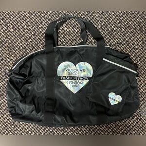 Victoria's Secret Black Travel Bag with Silver Accents, and a Matching Pouch